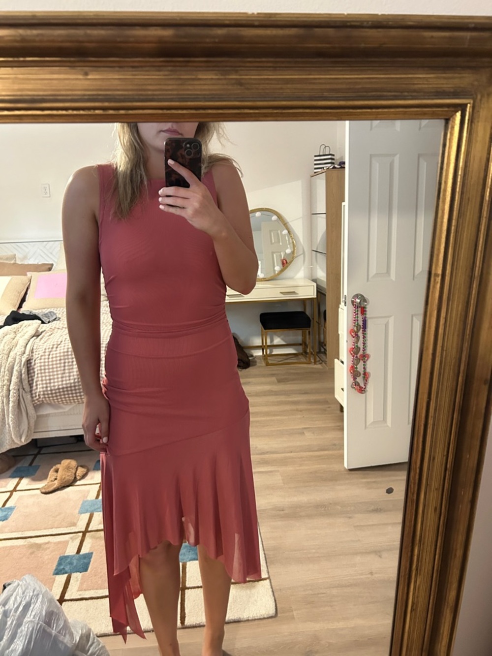Stevie by Steve Madden - Sleeveless Rose Pink Asymmetrical Hem Dress